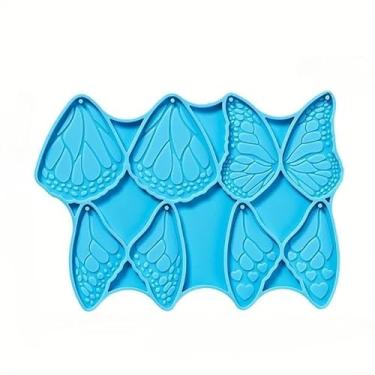 Imagem de 2 peças de molde de silicone para decoração de borboleta de asa de anjo para bricolage resina epóxi artesanato mochilas pingente ornamento ferramenta de fabricação de joias (azul - 2 peças)
