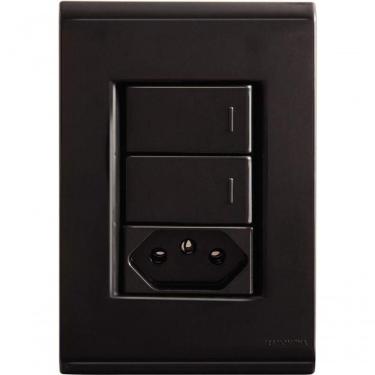 Imagem de Conjunto Tramontina 4x2 Com 2 Interruptores Simples 10 A 250 V E 1 Tomada 2p+t 10 A 250 V Liz Grafite
