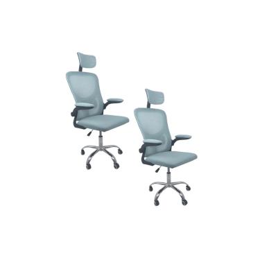 Imagem de Kit Com 2 Cadeiras De Escritório Diretor Oficial Vegas Com Apoio + Ebook Azul E Preto 2