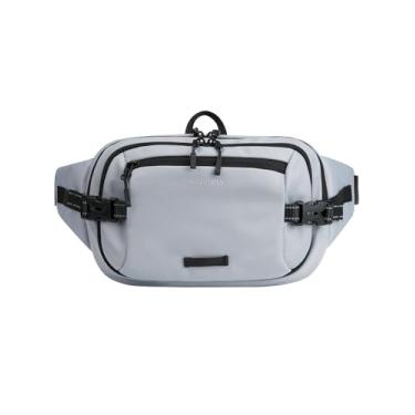 Imagem de WATERFLY Pochete grande de 3L, bolsa de quadril com abertura de 180° com vários bolsos, bolsa de cintura antifurto com bloqueio de RFID para mulheres, homens, viagens, caminhadas, uso diário, cinza