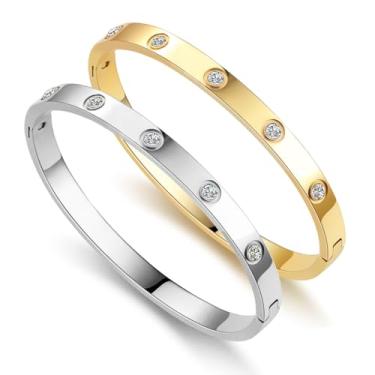 Imagem de TruNova Pulseiras de ouro para mulheres, banhado a ouro 18K, pulseira da amizade, pulseira de aço inoxidável, joias presentes para mulheres, 21, Aço inoxidável, Sem Pedra Preciosa