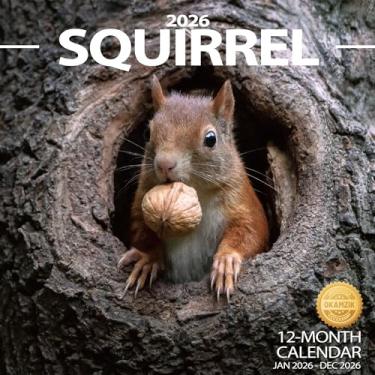 Imagem de Calendário de parede 2026, calendário planejador de esquilos, calendário mensal suspenso de parede com grandes blocos para organização e planejamento, agenda acadêmica, casa, escritório e família