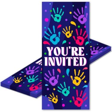 Imagem de MQCLYSG Hi Five 5th Birthday Party Invitations 20 pacotes 5 anos de idade convites de aniversário com envelopes coloridos preencher cartões de convite