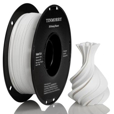 Imagem de TINMORRY Filamento PLA fosco de 1,75 mm, filamento de impressora 3D de superfície fosca, compatível com impressoras 3D Bambu Lab FDM, carretel de 1 kg (1 kg), branco fosco