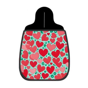 Imagem de Lixeira De Carro Organizador Lixinhocar Corações Vermelhos Fundo Turquesa Bolinhas