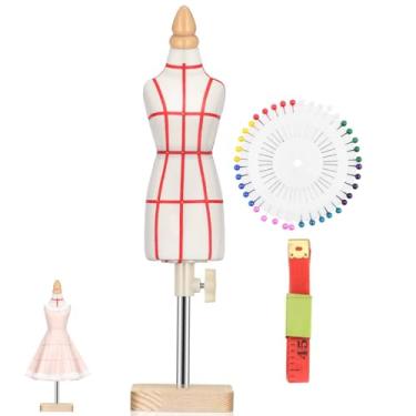 Imagem de SEWACC Manequim Para Vestido Feminino Tamanho 1/4, Miniatura Costura, Mini Calças, Costureira Com Régua E Agulha Modelagem