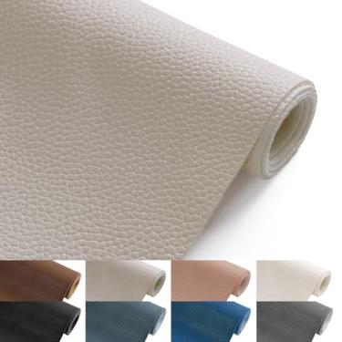 Imagem de Tecido grosso de couro sintético 139,7 cm L de largura 1,15 mm espesso, folhas de couro sintético sintético da Yard para estofamento, sofás, poltronas, artesanato, 1 jarda bege