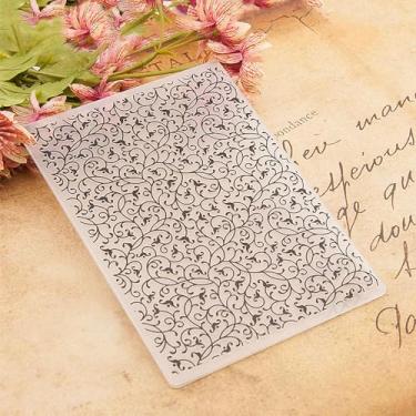 Imagem de Pasta de gravação de plástico com padrão de fundo de videira vintage de renda, impressões texturizadas em 3D, fundo de flores, molde de pasta para fazer cartões, scrapbooking, papel, artesanato