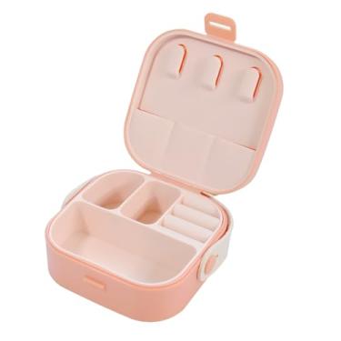 Imagem de Caixa de joias de viagem pequena para mulheres, mini itens essenciais de viagem, mini caixa de couro portátil para joias, anel de armazenamento, caixa de presente para mulheres, rosa