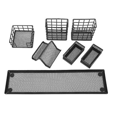 Imagem de Organizador de mesa de malha Suporte de telefone de metal multifuncional Armazenamento de clipe de papel Acessórios de escritório Conjunto de organizador de mesa para alunos de