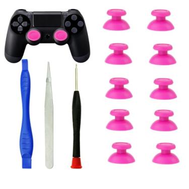 Imagem de CDHKOZ 10pcs 3D Replacement Analog Joysticks Thumb Sticks Thumbstick for Playstation 4 Slim Pro PS4 Controller, Tools Included (Pink)