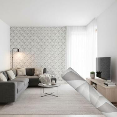 Imagem de Papel de Parede PREMIUM Geométrico Acinzentado 5 metros = 1 Rolo de 5m X 45cm Adesivo Autocolante Sala Quarto