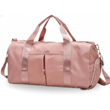 Imagem de Bolsa de Academia Esportiva Feminina Rosa, Mochila de Viagem com Alça Transversal, Material Impermeável