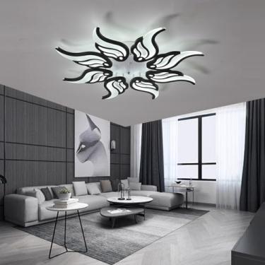 Imagem de Luminária de teto LED moderna em formato criativo de flor para sala de estar, lâmpada econômica para quarto, luz de teto dimerizável 3000K-6500K com controle remoto para escritório e sala de