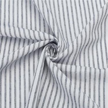 Imagem de AHANDMAKER Tecido listrado de 2,2 metros de tique-taque 144,8 cm de largura tecido listrado tecido listrado branco padrão de linha de tiras tecidos de poliéster para estofamento toalhas de mesa