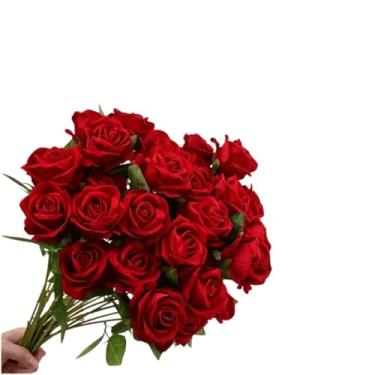 Imagem de Kit Rosas Artificial Aveludada 50cm Vermelha Individual Decoração Arranjo Flor - Buquê de Flores Falsas para Decoração de Casamento, Eventos e Presentes(KIT C/ 15 ROSAS)