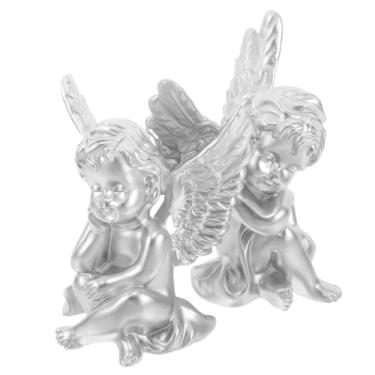 Imagem de Cabilock 2 peças de estatuetas de anjo de resina estátua memorial presente para mulheres decoração de casa pequena estatuetas de escultura de anjo