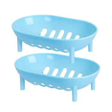 Imagem de Saboneteira Porta Sabonete De Plástico De Plastico Vazada Portátil (Azul Bebê | Kit 2)