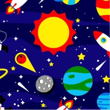 Imagem de TNT Estampado Astronauta Foguete Espaco 1,00m X 1,40m.