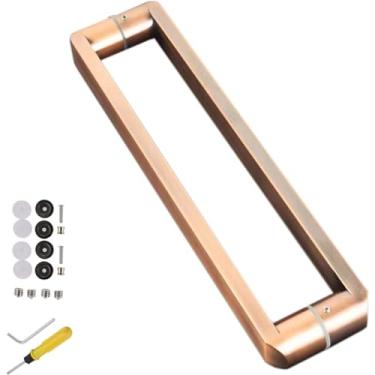 Imagem de Maçaneta de porta de entrada moderna Puxadores de porta de chuveiro de banheiro resistentes, aço inoxidável, maçaneta de porta de celeiro deslizante com acessórios, puxador de porta de galpão de vidro