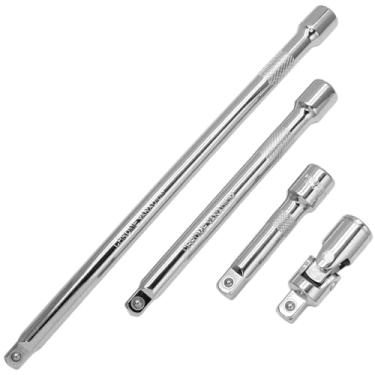 Imagem de HARSKIYER Conjunto de extensão de soquete de 4 peças, conjunto de extensão de catraca CR-V inclui barras de 3, 6, 25 cm e soquete de junta universal de 9,5 cm para catracas e chaves de torque, ideal