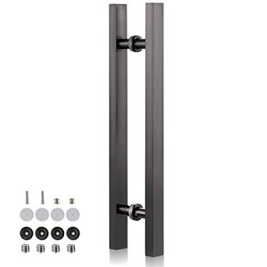 Imagem de ZDJZMGZ Puxador de porta de celeiro deslizante com ferramentas de instalação, puxador de porta frontal de entrada para portas de vidro de madeira (preto fosco 60 cm)