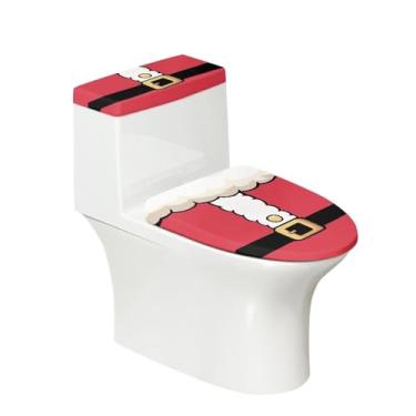 Imagem de Horeset Conjunto de capa de vaso sanitário com padrão de roupas de Natal e tampa de tanque de vaso sanitário, almofadas antiderrapantes para tampa de vaso sanitário, acessórios de banheiro se encaixam