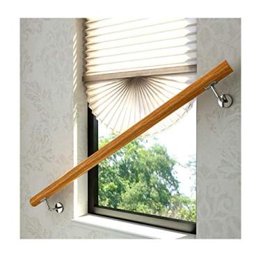 Imagem de Corrimão de escada de madeira antiderrapante para casa contra a parede para ambientes internos de sótão para idosos corrimãos de suporte de corredor (1 pés-20 pés) (tamanho: 2,4 m)