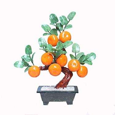 Imagem de KUYBTU Árvores artificiais, plantas, feng shui, jade, bonsai, laranjeira, decoração auspiciosa para mesa, casa, escritório, sala de estar, decoração chinesa, Feng Shui, decoração artifícia