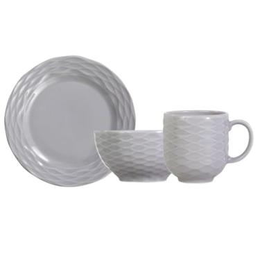 Imagem de Jogo de lanche em porcelana, modelo Ondas, 12 peças, Germer, Cinza