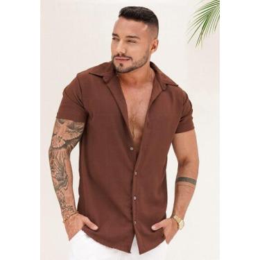 Imagem de Camisa Masculina Duna Manga Curta - Dennis Beumont, Marrom, P