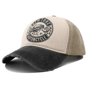 Imagem de Boné trucker beisebol vintage aba curvada motocicleta ajustável unissex-Unissex