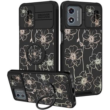 Imagem de Funermei Capa para Moto G Play 5G 2024 - Capa de telefone feminina bonita estética floral design exclusivo com capa de câmera e suporte de anel Funda para Motorola G Stylus 5G 2024