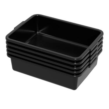 Imagem de Sadstory Banheiras de ônibus comerciais pequenas de 8 L, caixa de banheira de ônibus para serviço de alimentação, 5 pacotes, preta