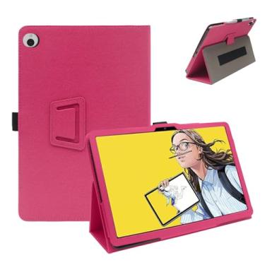 Imagem de Capa para tablet Wacom MovinkPad 11 de 11 polegadas, capa de couro PU à prova de choque com alça de mão, suporte duplo, compatível com tablet Android MovinkPad 11 de 11 polegadas (rosa vermelha)