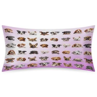 Imagem de Fronha King Size de cetim de seda para cabelo e pele, capa de almofada, macia, antiderrapante, refrescante, animal, cão, com fecho de envelope para dormir, mulheres, homens, crianças, 50,8 x 101,6 cm