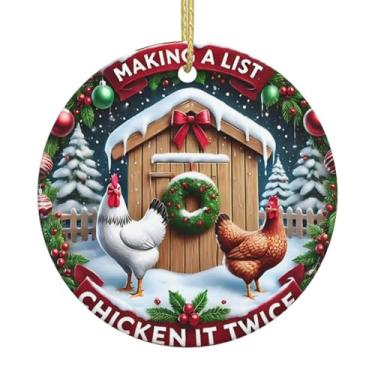 Imagem de Enfeites de cerâmica engraçados de galinha de Natal para homens, mulheres, casais, pais, amigos, presente, arte de férias, ornamentos de Natal, decoração de interiores de carro, enfeite de cerâmica