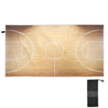Imagem de ATTX Toalha de praia para quadra de basquete 76 x 152 cm - Cobertor leve de microfibra resistente à areia de secagem rápida para piscina, ioga, academia e viagens | Esportes de banho de natação