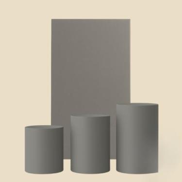 Imagem de Kit Capa De Painel Romano Liso Retângulo Dupla Face Duas Cores E Trio Cilindros De Malha Gel Premium(Cinza)