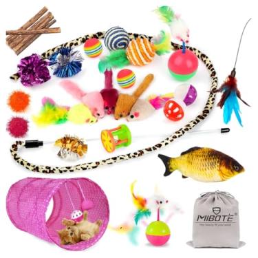 Imagem de Kit Interativo Premium para Gatos 28 Peças – Túnel Dobrável, Peixes com Catnip, Varinhas com Penas, Bolinhas Sonoras, Ratinhos e Brinquedos de Caça para Entretenimento e Exercícios em Casa