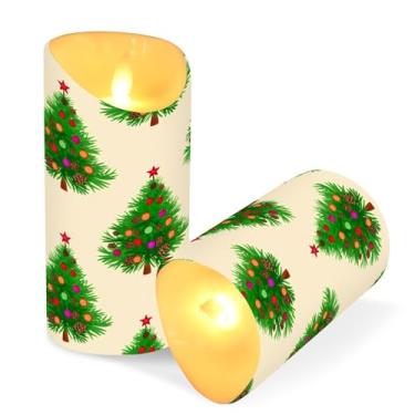 Imagem de Blueangle Pacote com 2 velas sem chamas para árvores de Natal com controle remoto e temporizador, velas LED cintilantes (7,6 cm x 15 cm) para decoração de casa, casamento, acampamento (387)