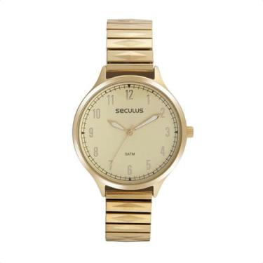 Imagem de Relógio Feminino Quartzo Seculus Coraçao Dourado