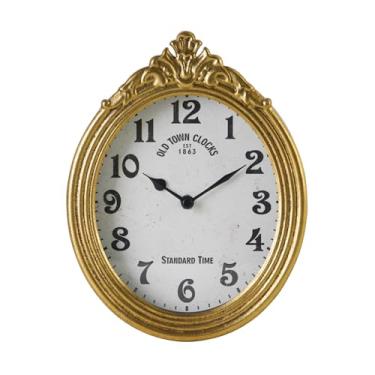 Imagem de NIKKY HOME Relógio de parede vintage, relógio decorativo retrô pequeno relógio oval estilo europeu silencioso sem tique-taque elegante decoração de casa relógios de parede dourados operados por