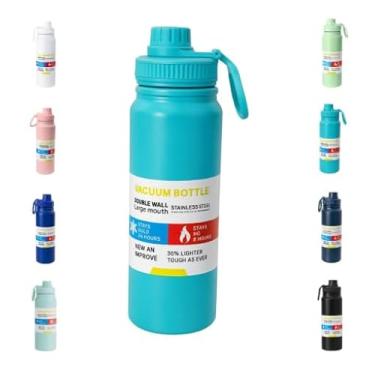 Imagem de Garrafa Térmica de Água Inox 800ml, Parede Dupla com Isolamento a Vácuo, Quente e Frio, Antivazamento com Alça e Infusor, Azul