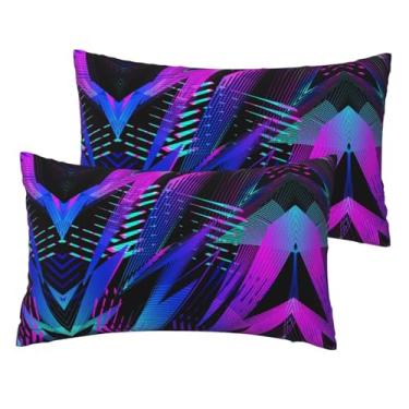 Imagem de Conjunto de 2 fronhas de linho sintético macio com textura Cyberpunk, capas reversíveis respiráveis para cama e sofá, decoração com zíper oculto