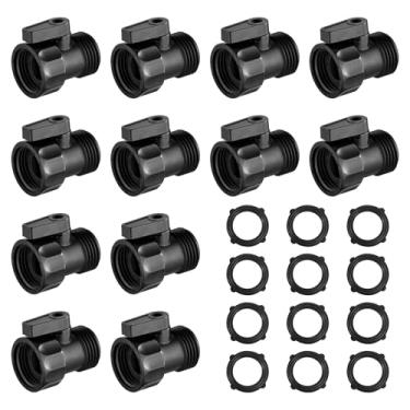 Imagem de 12 peças de válvula de corte de mangueira de jardim de plástico 3/10.2 cm, mangueira de água, válvula esférica, conector de rosca acoplamento para tubo de água telescópico, controle de válvula de