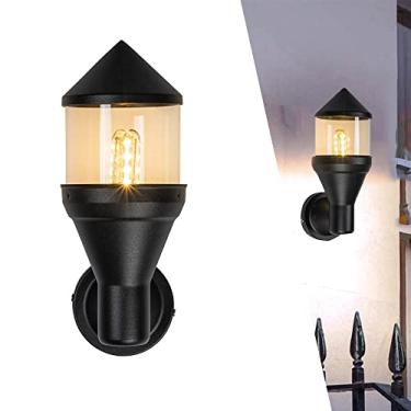 Imagem de Arandela de parede, luminária de parede externa em metal e vidro, lanterna de metal, luminária de parede clássica para terraço, casa, pátio, jardim, corredor, fachadas externas.