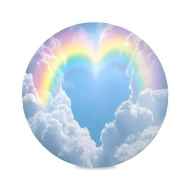 Imagem de xigua Jogo americano redondo arco-íris conjunto de 1 para mesa de jantar, tapetes de mesa antiderrapantes laváveis e resistentes ao calor para decoração de festa, cozinha, jantar