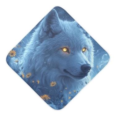 Imagem de STAYTOP Toalhas de bebê com capuz musselina de lobo branco com olhos brilhantes, toalha de banho super macia, toalhas de banho absorventes para banho recém-nascido unissex 89 x 89 cm