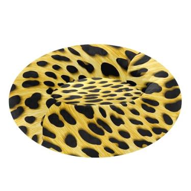 Imagem de SEHANY Cama de cachorro com estampa de leopardo, removível e lavável, pequena, redonda, cama de gato fofa, super macia, confortável para animais de estimação com fundo antiderrapante para cães